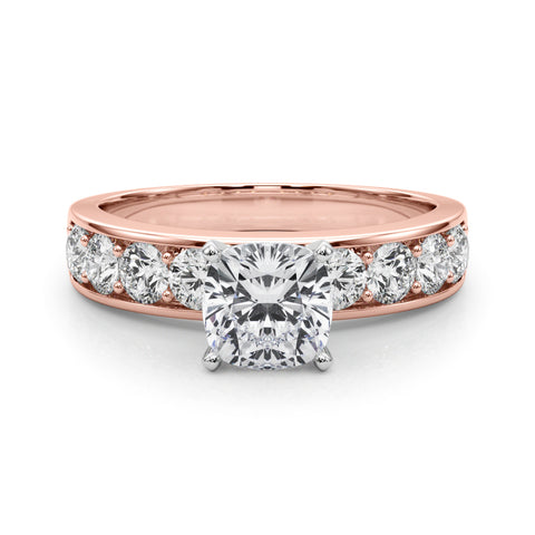 Rose gold Cushion Cut Channel Set Diamond Engagement Ring with Four-Prong Setting 1