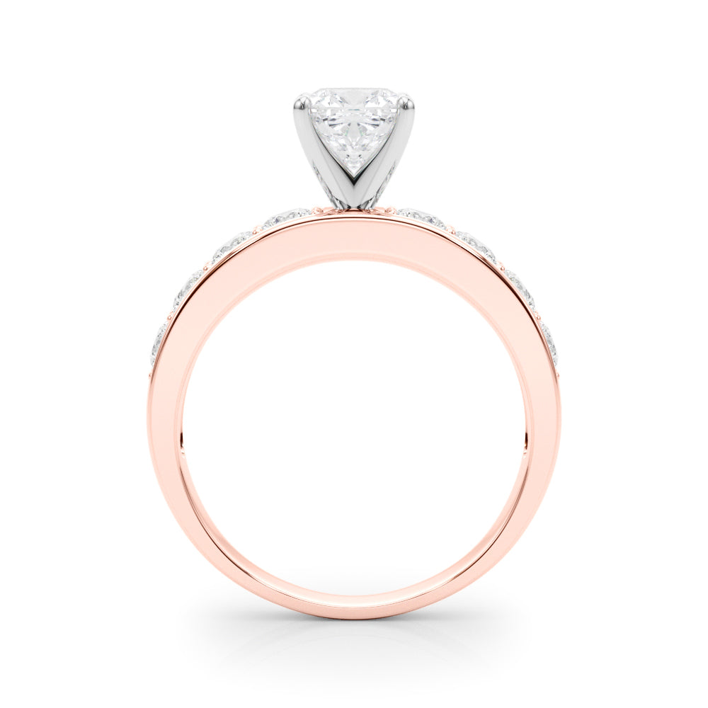 Rose gold Cushion Cut Channel Set Diamond Engagement Ring with Four-Prong Setting 2