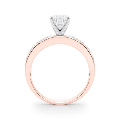 Rose gold Cushion Cut Channel Set Diamond Engagement Ring with Four-Prong Setting 2