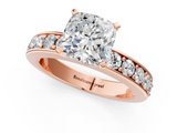 Rose gold Cushion Cut Channel Set Diamond Engagement Ring with Four-Prong Setting_217