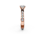 Rose gold Cushion Cut Channel Set Diamond Engagement Ring with Four-Prong Setting_218