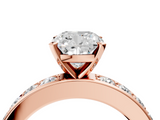 Rose gold Cushion Cut Channel Set Diamond Engagement Ring with Four-Prong Setting_220