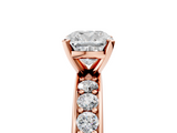 Rose gold Cushion Cut Channel Set Diamond Engagement Ring with Four-Prong Setting_221