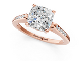Rose gold Cushion Cut Channel Set Solitaire Engagement Ring with Four-Prong Setting_207