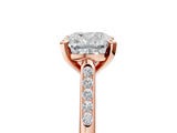 Rose gold Cushion Cut Channel Set Solitaire Engagement Ring with Four-Prong Setting_211