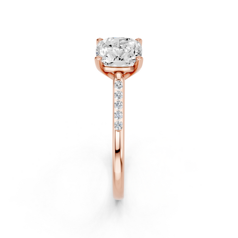 Rose gold Cushion Cut Channel Set Solitaire Engagement Ring with Four-Prong Setting_75
