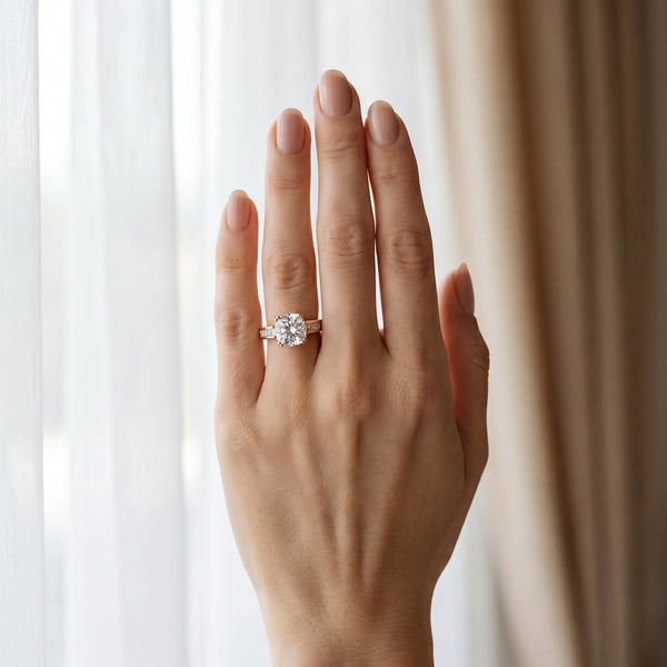 Rose gold Cushion Cut Channel Set Solitaire Engagement Ring with Prong Setting