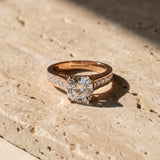 Rose gold Cushion Cut Channel Set Solitaire Engagement Ring with Prong Setting_15
