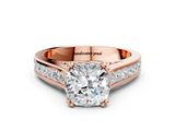 Rose gold Cushion Cut Channel Set Solitaire Engagement Ring with Prong Setting_31