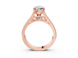 Rose gold Cushion Cut Channel Set Solitaire Engagement Ring with Prong Setting_34