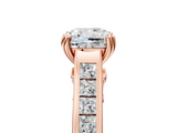 Rose gold Cushion Cut Channel Set Solitaire Engagement Ring with Prong Setting_36