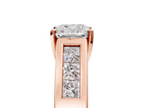 Rose gold Cushion Cut Channel Set Solitaire Ring with Four-Prong Setting_11