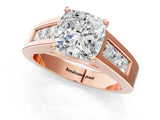 Rose gold Cushion Cut Channel Set Solitaire Ring with Four-Prong Setting_7