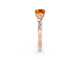 Rose gold Cushion Cut Citrine Cluster Side Stone Solitaire Ring with Prong Setting_26