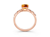 Rose gold Cushion Cut Citrine Cluster Side Stone Solitaire Ring with Prong Setting_27