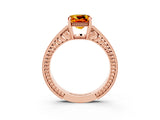 Rose gold Cushion Cut Citrine Engagement Ring with Milgrain Channel Set Band and Prong Setting_3
