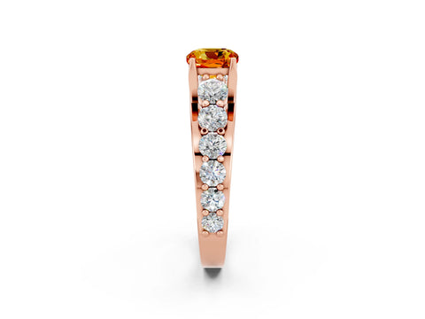 Rose gold Cushion Cut Citrine Engagement Ring with Pavé Band and Four-Prong Setting_2