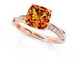Rose gold Cushion Cut Citrine Engagement Ring with Side Stone Accents and Four-Prong Setting_25
