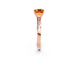 Rose gold Cushion Cut Citrine Engagement Ring with Side Stone Accents and Four-Prong Setting_26
