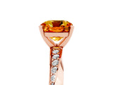 Rose gold Cushion Cut Citrine Engagement Ring with Side Stone Accents and Four-Prong Setting_29
