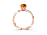 Rose gold Cushion Cut Citrine Engagement Ring with Side Stone Accents and Four-Prong Setting_87