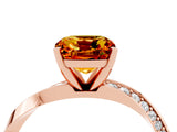 Rose gold Cushion Cut Citrine Engagement Ring with Side Stone Accents and Four-Prong Setting_88