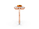 Rose gold Cushion Cut Citrine Floral Double Halo Engagement Ring with Prong Setting_74