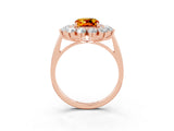 Rose gold Cushion Cut Citrine Floral Double Halo Engagement Ring with Prong Setting_75