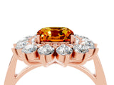Rose gold Cushion Cut Citrine Floral Double Halo Engagement Ring with Prong Setting_76