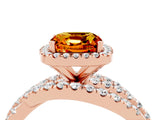 Rose gold Cushion Cut Citrine Halo Ring with Round Split Shank and Prong Setting_52