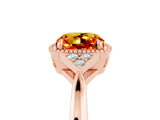 Rose gold Cushion Cut Citrine Halo Ring with Tapered Band and Four-Prong Setting_5