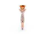 Rose gold Cushion Cut Citrine Halo Twist Band Solitaire Prong Setting Ring_2