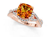 Rose gold Cushion Cut Citrine  Halo Twist Band Solitaire Prong Setting Ring_25