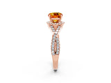 Rose gold Cushion Cut Citrine  Halo Twist Band Solitaire Prong Setting Ring_26