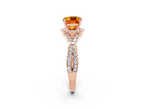 Rose gold Cushion Cut Citrine  Halo Twist Band Solitaire Prong Setting Ring_44