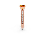 Rose gold Cushion Cut Citrine Milgrain Pavé Engagement Ring with Four-Prong Setting_14