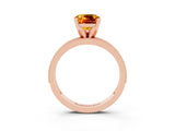 Rose gold Cushion Cut Citrine Milgrain Pavé Engagement Ring with Four-Prong Setting_15