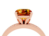 Rose gold Cushion Cut Citrine Milgrain Pavé Engagement Ring with Four-Prong Setting_16