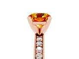 Rose gold Cushion Cut Citrine Milgrain Pavé Engagement Ring with Four-Prong Setting_17
