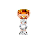 Rose gold Cushion Cut Citrine Prong Setting with Side Stones on a Pave Band_5