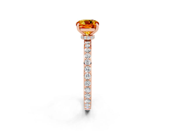 Rose gold Cushion Cut Citrine Pavé Engagement Ring with Round  Accents and Prong Setting