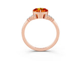 Rose gold Cushion Cut Citrine Ring with Side Stones and Four-Prong Setting_39