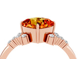 Rose gold Cushion Cut Citrine Ring with Side Stones and Four-Prong Setting_40