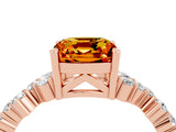 Rose gold Cushion Cut Citrine Scattered Round Accent Ring with Prong Setting_28