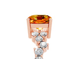 Rose gold Cushion Cut Citrine Scattered Round Accent Ring with Prong Setting_29