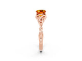 Rose gold Cushion Cut Citrine Solitaire Celtic Knot Ring with Four-Prong Setting_14