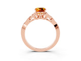 Rose gold Cushion Cut Citrine Solitaire Celtic Knot Ring with Four-Prong Setting_15