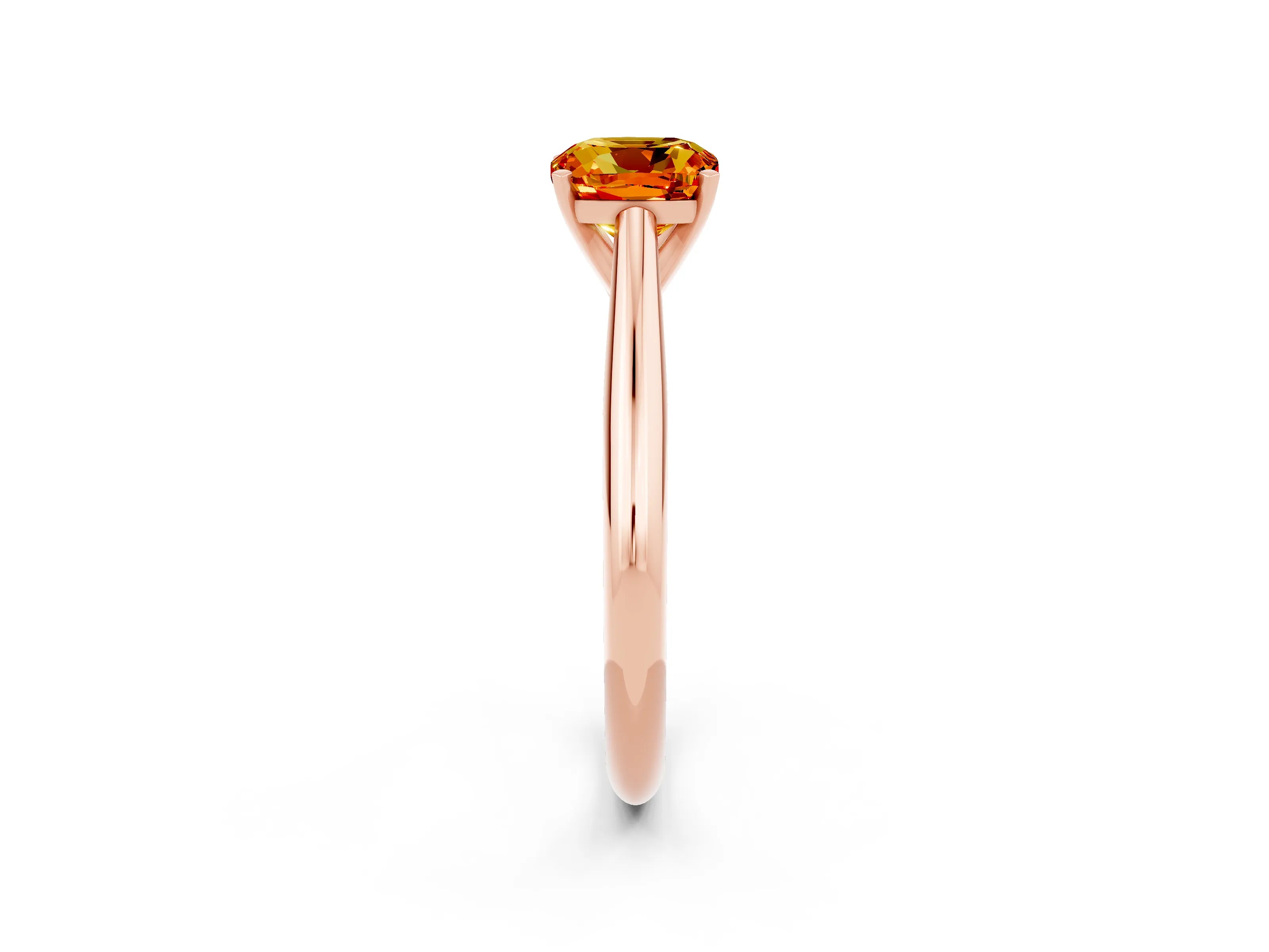 Rose gold Cushion Cut Citrine Solitaire Engagement Ring with Cathedral Setting and Four-Prong Mount_14