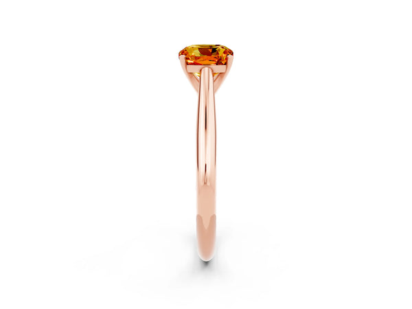 Rose gold Cushion Cut Citrine Solitaire Engagement Ring with Cathedral Setting and Four-Prong Mount