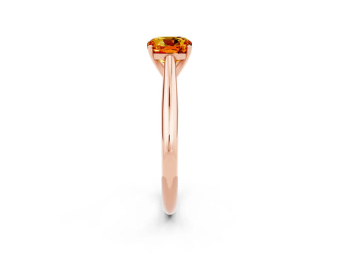 Rose gold Cushion Cut Citrine Solitaire Engagement Ring with Cathedral Setting and Four-Prong Mount_14